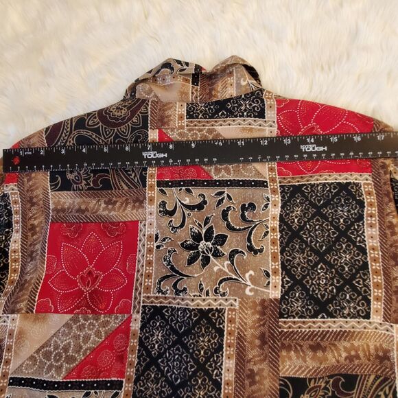 Allison Daley Vtg Art Blouse Size 18W Autumn Floral Button-up Long Sleeve Boho - Picture 5 of 12
